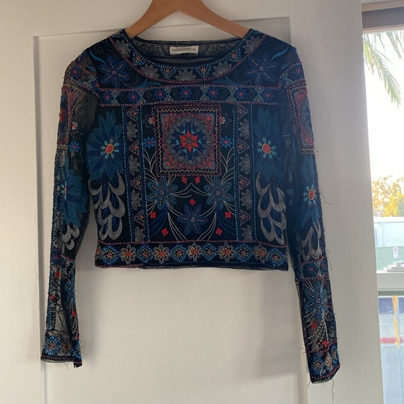 Zara tops Zara Premium Collection Beaded and Embroidered Top Size Medium - Picture 6 of 8